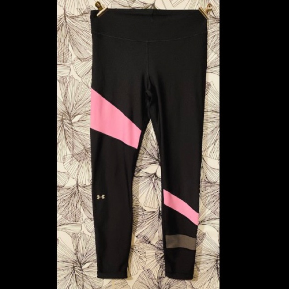 Under Armor | HeatGear Leggings | Womens | Size M | Pink | Black | Running | UA